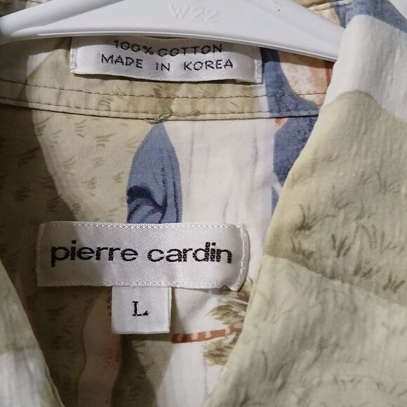 Pierre Cardin golf palm trees button down casual vacation shirt Sz L EUC - Picture 5 of 6